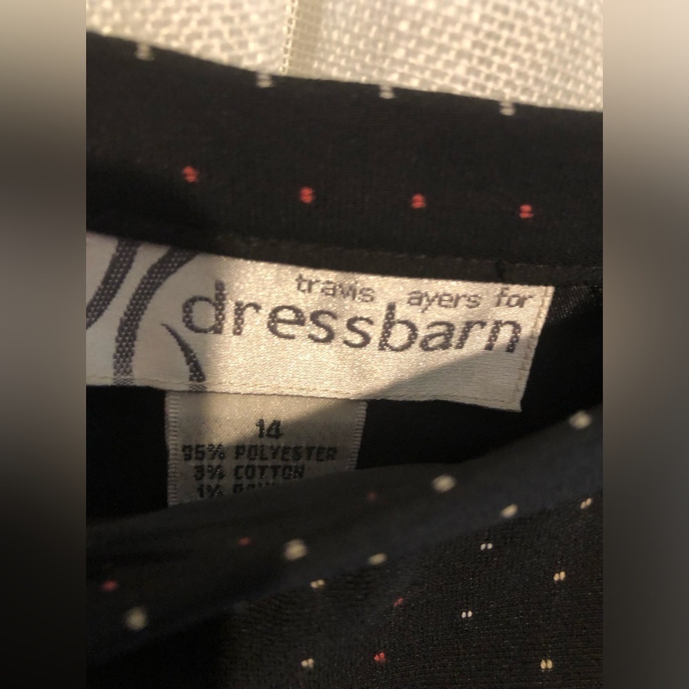 Dressbarn Black A-Line Skirt with Re and White Dots - Picture 3 of 8